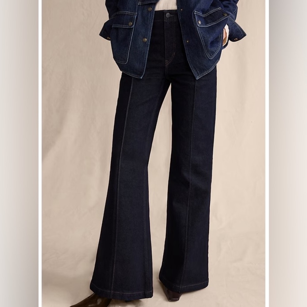 Banana Republic Dark Blue High-Rise Wide-Leg Jeans - Picture 3 of 6